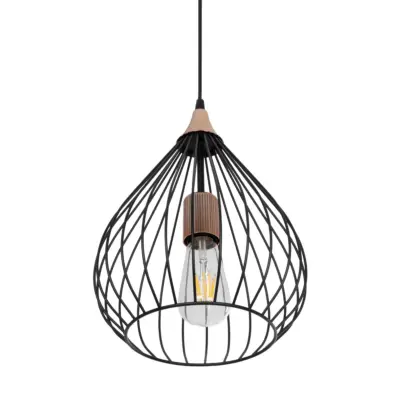 LEDTM® RADIARO 201-0015 Vintage Κρεμαστό Φωτιστικό Πλέγμα Μονόφωτο 1 x E27 IP20 Μαύρο Μέταλλο - Μ26 x Π26 x Υ35cm - Image 6