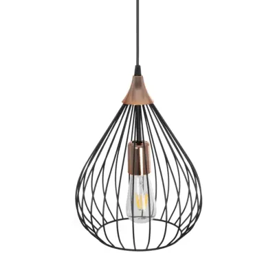 LEDTM® RADIARO 201-0015 Vintage Κρεμαστό Φωτιστικό Πλέγμα Μονόφωτο 1 x E27 IP20 Μαύρο Μέταλλο - Μ26 x Π26 x Υ35cm - Image 7