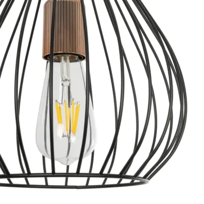 LEDTM® RADIARO 201-0015 Vintage Κρεμαστό Φωτιστικό Πλέγμα Μονόφωτο 1 x E27 IP20 Μαύρο Μέταλλο - Μ26 x Π26 x Υ35cm - Image 8