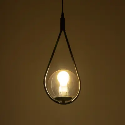 LEDTM® DROP 201-0016 Vintage Κρεμαστό Φωτιστικό Μπάλα Μονόφωτο 1 x E27 IP20 Μαύρο Μέταλλο Με Μελί Γυαλί - Μ20 x Π15 x Υ47cm - Image 3