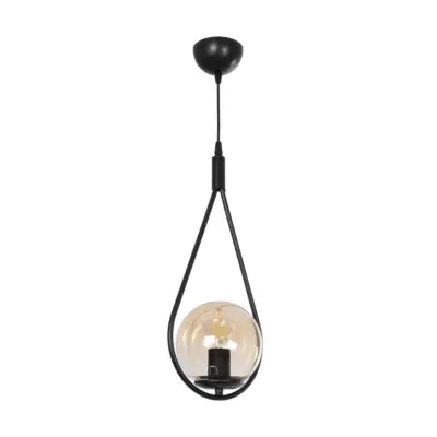 LEDTM® DROP 201-0016 Vintage Κρεμαστό Φωτιστικό Μπάλα Μονόφωτο 1 x E27 IP20 Μαύρο Μέταλλο Με Μελί Γυαλί - Μ20 x Π15 x Υ47cm - Image 4