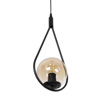 LEDTM® DROP 201-0016 Vintage Κρεμαστό Φωτιστικό Μπάλα Μονόφωτο 1 x E27 IP20 Μαύρο Μέταλλο Με Μελί Γυαλί - Μ20 x Π15 x Υ47cm - Image 6