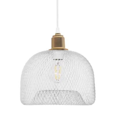 LEDTM® GLOZIA 201-0017 Μοντέρνο Κρεμαστό Φωτιστικό Πλέγμα Μονόφωτο 1 x E27 IP20 Λευκό & Χρυσό Μέταλλο - Μ25 x Π25 x Υ26cm - Image 5