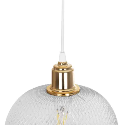 LEDTM® GLOZIA 201-0017 Μοντέρνο Κρεμαστό Φωτιστικό Πλέγμα Μονόφωτο 1 x E27 IP20 Λευκό & Χρυσό Μέταλλο - Μ25 x Π25 x Υ26cm - Image 9