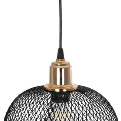 LEDTM® SOLUX 201-0019 Μοντέρνο Κρεμαστό Φωτιστικό Πλέγμα Μονόφωτο 1 x E27 IP20 Μαύρο & Μπρούτζινο Μέταλλο - Μ25 x Π25 x Υ32cm - Image 9