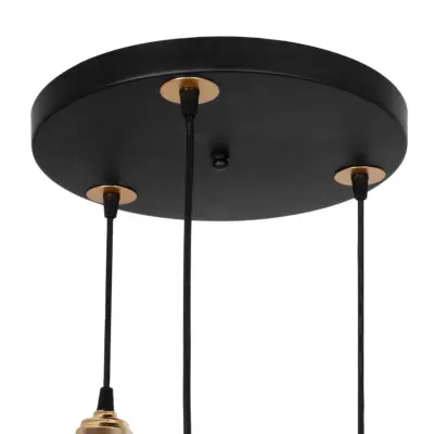 LEDTM® VIVIDUS 201-0020 Vintage Κρεμαστό Φωτιστικό Πλέγμα Τρίφωτο 3 x E27 IP20 Μαύρο & Χρυσό Μέταλλο - Μ40 x Π40 x Υ60cm - Image 8