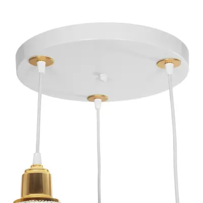 LEDTM® VIVIDUS 201-0021 Vintage Κρεμαστό Φωτιστικό Πλέγμα Τρίφωτο 3 x E27 IP20 Λευκό & Χρυσό Μέταλλο - Μ40 x Π40 x Υ60cm - Image 8