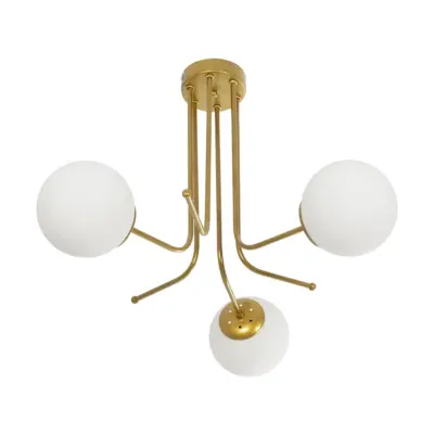 LEDTM® SHINY 201-0028 Vintage Φωτιστικό Οροφής Μπάλα Τρίφωτο 3 x E27 IP20 Χρυσό Μέταλλο με Λευκό Γυαλί - Μ70 x Π70 x Υ16cm - Image 5