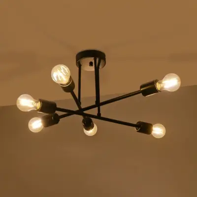 LEDTM® LAMIRA 201-0029 Μοντέρνο Φωτιστικό Οροφής Πλέγμα Πολύφωτο 6 x E27 IP20 Μαύρο Μέταλλο - Μ51 x Π51 x Υ7cm - Image 3