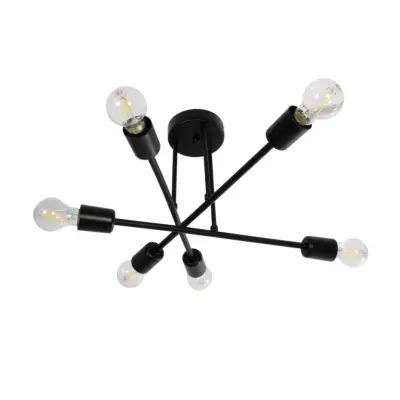 LEDTM® LAMIRA 201-0029 Μοντέρνο Φωτιστικό Οροφής Πλέγμα Πολύφωτο 6 x E27 IP20 Μαύρο Μέταλλο - Μ51 x Π51 x Υ7cm - Image 5