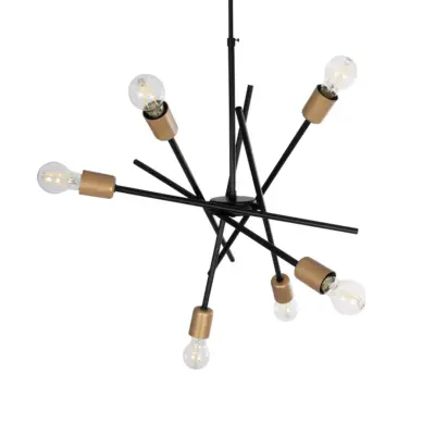 LEDTM® SUNFY 201-0030 Μοντέρνο Φωτιστικό Οροφής Πλέγμα Πολύφωτο 6 x E27 IP20 Μαύρο & Μπρούτζινο Μέταλλο - Μ57 x Π57 x Υ85cm - Image 4