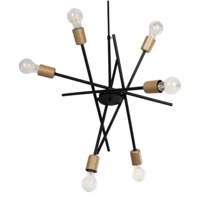 LEDTM® SUNFY 201-0030 Μοντέρνο Φωτιστικό Οροφής Πλέγμα Πολύφωτο 6 x E27 IP20 Μαύρο & Μπρούτζινο Μέταλλο - Μ57 x Π57 x Υ85cm - Image 5