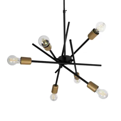 LEDTM® SUNFY 201-0030 Μοντέρνο Φωτιστικό Οροφής Πλέγμα Πολύφωτο 6 x E27 IP20 Μαύρο & Μπρούτζινο Μέταλλο - Μ57 x Π57 x Υ85cm - Image 6