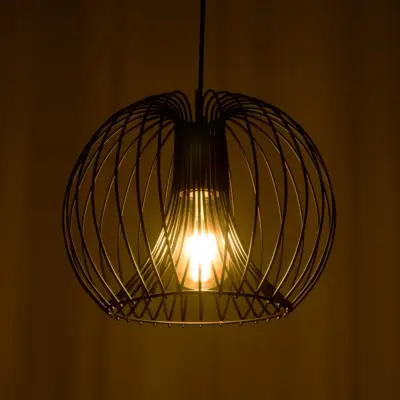 LEDTM® GLOWIA 201-0032 Μοντέρνο Κρεμαστό Φωτιστικό Πλέγμα Μονόφωτο 1 x E27 IP20 Μαύρο Μέταλλο - Μ32 x Π32 x Υ24cm - Image 3