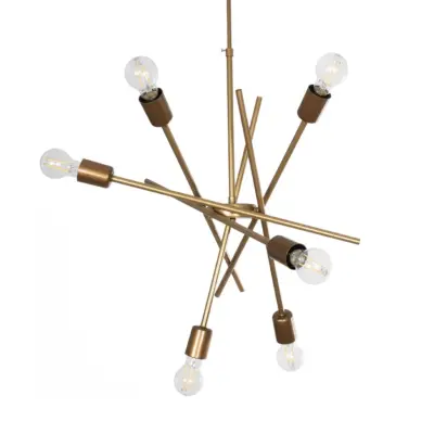 LEDTM® SUNFY 201-0033 Μοντέρνο Κρεμαστό Φωτιστικό Πλέγμα Πολύφωτο 6 x E27 IP20 Μπρονζέ Μέταλλο - Μ57 x Π57 x Υ85cm - Image 4