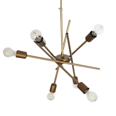 LEDTM® SUNFY 201-0033 Μοντέρνο Κρεμαστό Φωτιστικό Πλέγμα Πολύφωτο 6 x E27 IP20 Μπρονζέ Μέταλλο - Μ57 x Π57 x Υ85cm - Image 6