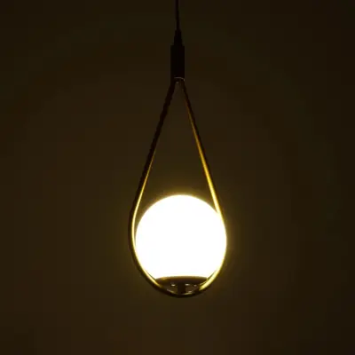 LEDTM® DROP 201-0034 Vintage Κρεμαστό Φωτιστικό Μπάλα Μονόφωτο 1 x E27 IP20 Χρυσό Μέταλλο με Λευκό Γυαλί - Μ20 x Π15 x Υ47cm - Image 3