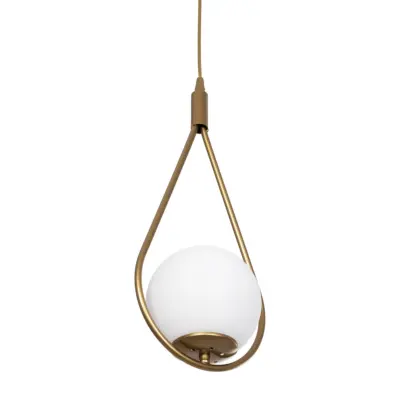 LEDTM® DROP 201-0034 Vintage Κρεμαστό Φωτιστικό Μπάλα Μονόφωτο 1 x E27 IP20 Χρυσό Μέταλλο με Λευκό Γυαλί - Μ20 x Π15 x Υ47cm - Image 6
