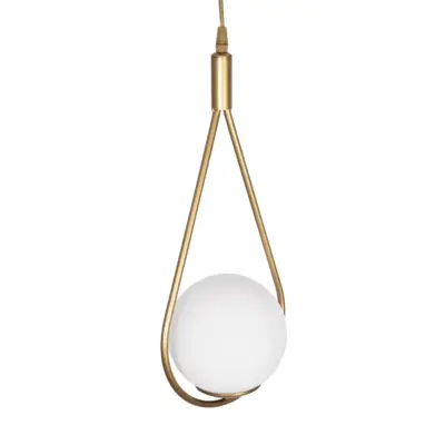 LEDTM® DROP 201-0034 Vintage Κρεμαστό Φωτιστικό Μπάλα Μονόφωτο 1 x E27 IP20 Χρυσό Μέταλλο με Λευκό Γυαλί - Μ20 x Π15 x Υ47cm - Image 7