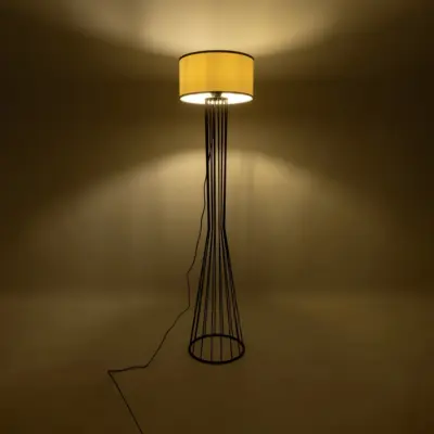 LEDTM® NOVA 201-0036 Μοντέρνο Επιδαπέδιο Φωτιστικό 1 x E27 IP20 Μαύρο Μεταλλό με Λευκό Ύφασμα - Μ36 x Π36 x Υ148cm - Image 3