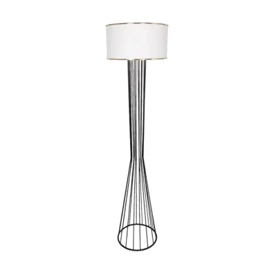 LEDTM® NOVA 201-0036 Μοντέρνο Επιδαπέδιο Φωτιστικό 1 x E27 IP20 Μαύρο Μεταλλό με Λευκό Ύφασμα - Μ36 x Π36 x Υ148cm - Image 4