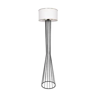 LEDTM® NOVA 201-0036 Μοντέρνο Επιδαπέδιο Φωτιστικό 1 x E27 IP20 Μαύρο Μεταλλό με Λευκό Ύφασμα - Μ36 x Π36 x Υ148cm - Image 5