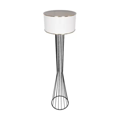 LEDTM® NOVA 201-0036 Μοντέρνο Επιδαπέδιο Φωτιστικό 1 x E27 IP20 Μαύρο Μεταλλό με Λευκό Ύφασμα - Μ36 x Π36 x Υ148cm - Image 6