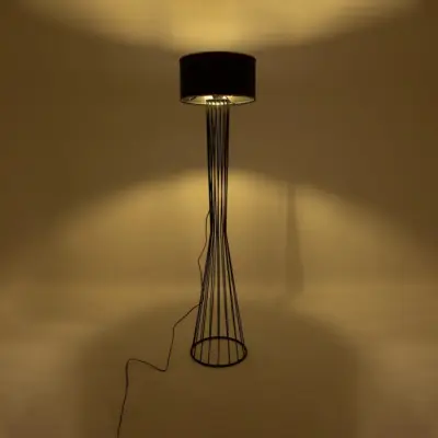LEDTM® NOVA 201-0037 Μοντέρνο Επιδαπέδιο Φωτιστικό 1 x E27 IP20 Μαύρο Μεταλλό με Μαύρο Ύφασμα - Μ36 x Π36 x Υ148cm - Image 3