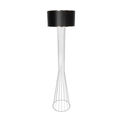 LEDTM® NOVA 201-0038 Μοντέρνο Επιδαπέδιο Φωτιστικό 1 x E27 IP20 Λευκό Μεταλλό με Μαύρο Ύφασμα - Μ36 x Π36 x Υ148cm - Image 4