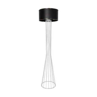 LEDTM® NOVA 201-0038 Μοντέρνο Επιδαπέδιο Φωτιστικό 1 x E27 IP20 Λευκό Μεταλλό με Μαύρο Ύφασμα - Μ36 x Π36 x Υ148cm - Image 5