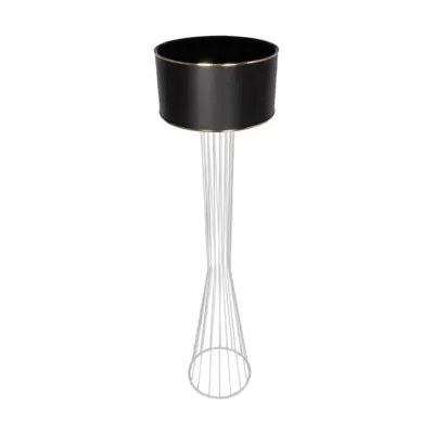 LEDTM® NOVA 201-0038 Μοντέρνο Επιδαπέδιο Φωτιστικό 1 x E27 IP20 Λευκό Μεταλλό με Μαύρο Ύφασμα - Μ36 x Π36 x Υ148cm - Image 6