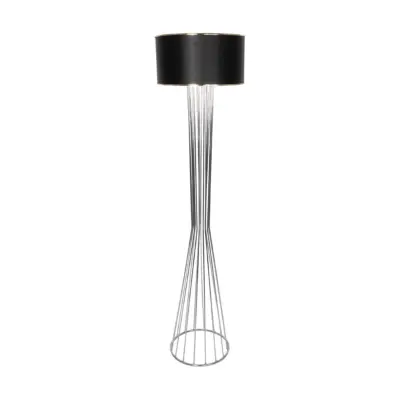 LEDTM® NOVA 201-0039 Μοντέρνο Επιδαπέδιο Φωτιστικό 1 x E27 IP20 Ασημί Μεταλλό με Μαύρο Ύφασμα - Μ36 x Π36 x Υ148cm - Image 4