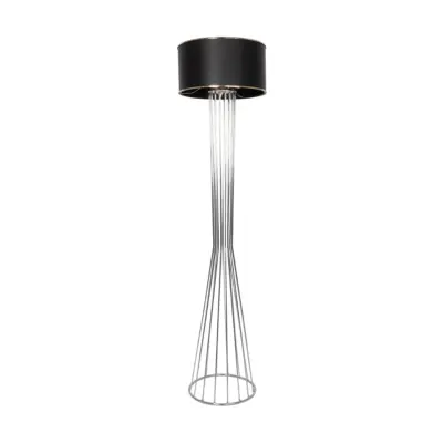 LEDTM® NOVA 201-0039 Μοντέρνο Επιδαπέδιο Φωτιστικό 1 x E27 IP20 Ασημί Μεταλλό με Μαύρο Ύφασμα - Μ36 x Π36 x Υ148cm - Image 5