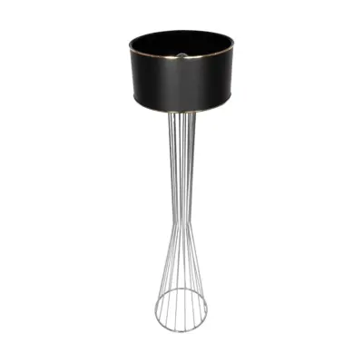 LEDTM® NOVA 201-0039 Μοντέρνο Επιδαπέδιο Φωτιστικό 1 x E27 IP20 Ασημί Μεταλλό με Μαύρο Ύφασμα - Μ36 x Π36 x Υ148cm - Image 6