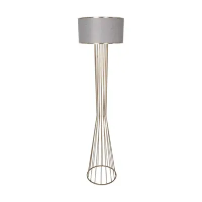 LEDTM® NOVA 201-0040 Μοντέρνο Επιδαπέδιο Φωτιστικό 1 x E27 IP20 Χρυσό Μεταλλό με Μπεζ Ύφασμα - Μ36 x Π36 x Υ148cm - Image 4