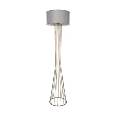 LEDTM® NOVA 201-0040 Μοντέρνο Επιδαπέδιο Φωτιστικό 1 x E27 IP20 Χρυσό Μεταλλό με Μπεζ Ύφασμα - Μ36 x Π36 x Υ148cm - Image 5