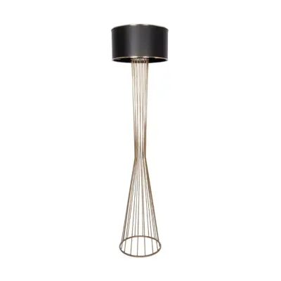 LEDTM® NOVA 201-0041 Μοντέρνο Επιδαπέδιο Φωτιστικό 1 x E27 IP20 Χρυσό Μέταλλο με Μαύρο Ύφασμα - Μ36 x Π36 x Υ148cm - Image 5