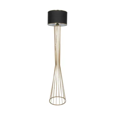 LEDTM® NOVA 201-0042 Μοντέρνο Επιδαπέδιο Φωτιστικό 1 x E27 IP20 Χρυσό Μεταλλό με Μαύρο Ύφασμα - Μ32 x Π32 x Υ152cm - Image 5