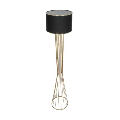 LEDTM® NOVA 201-0042 Μοντέρνο Επιδαπέδιο Φωτιστικό 1 x E27 IP20 Χρυσό Μεταλλό με Μαύρο Ύφασμα - Μ32 x Π32 x Υ152cm - Image 6