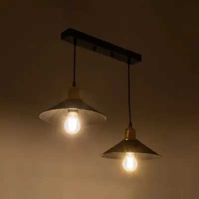 LEDTM® LUCANA 201-0043 Vintage Κρεμαστό Φωτιστικό Ράγα Δίφωτο 2 x E27 IP20 Μαύρο Μέταλλο - Μ57 x Π25 x Υ26cm - Image 3