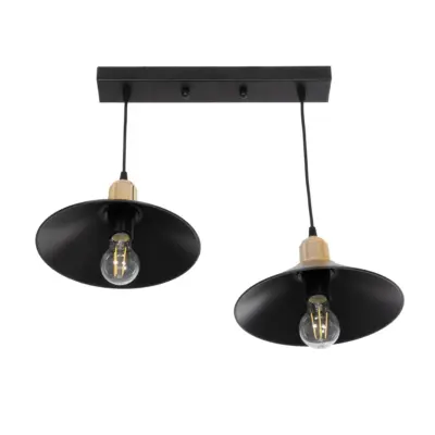 LEDTM® LUCANA 201-0043 Vintage Κρεμαστό Φωτιστικό Ράγα Δίφωτο 2 x E27 IP20 Μαύρο Μέταλλο - Μ57 x Π25 x Υ26cm - Image 5