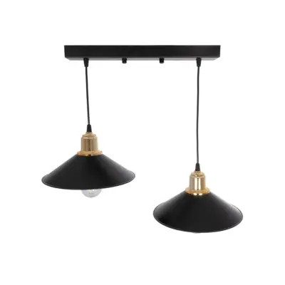 LEDTM® LUCANA 201-0043 Vintage Κρεμαστό Φωτιστικό Ράγα Δίφωτο 2 x E27 IP20 Μαύρο Μέταλλο - Μ57 x Π25 x Υ26cm - Image 6