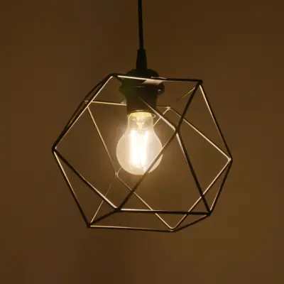 LEDTM® SOLIS 201-0045 Vintage Κρεμαστό Φωτιστικό Πλέγμα Μονόφωτο 1 x E27 IP20 Μαύρο Μέταλλο - Μ25 x Π25 x Υ24cm - Image 3