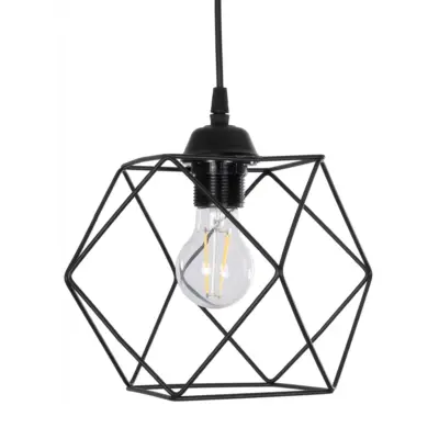 LEDTM® SOLIS 201-0045 Vintage Κρεμαστό Φωτιστικό Πλέγμα Μονόφωτο 1 x E27 IP20 Μαύρο Μέταλλο - Μ25 x Π25 x Υ24cm - Image 5