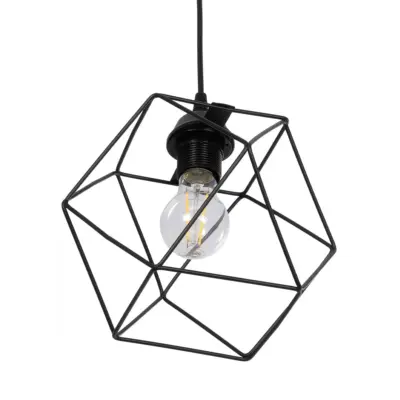 LEDTM® SOLIS 201-0045 Vintage Κρεμαστό Φωτιστικό Πλέγμα Μονόφωτο 1 x E27 IP20 Μαύρο Μέταλλο - Μ25 x Π25 x Υ24cm - Image 6