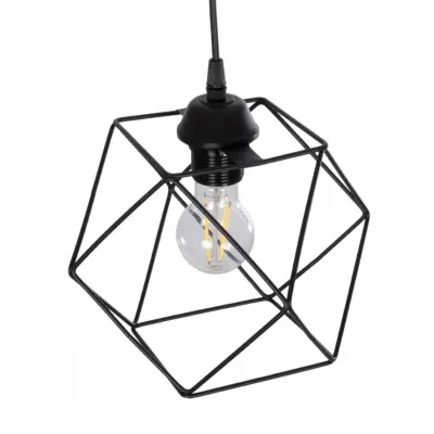 LEDTM® SOLIS 201-0045 Vintage Κρεμαστό Φωτιστικό Πλέγμα Μονόφωτο 1 x E27 IP20 Μαύρο Μέταλλο - Μ25 x Π25 x Υ24cm - Image 7