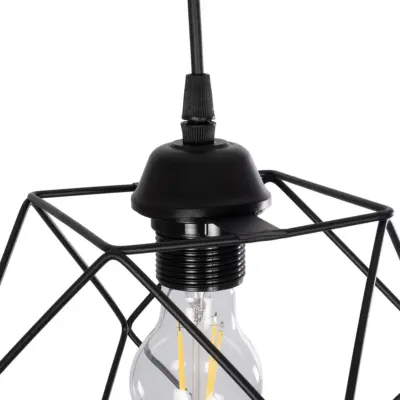 LEDTM® SOLIS 201-0045 Vintage Κρεμαστό Φωτιστικό Πλέγμα Μονόφωτο 1 x E27 IP20 Μαύρο Μέταλλο - Μ25 x Π25 x Υ24cm - Image 9