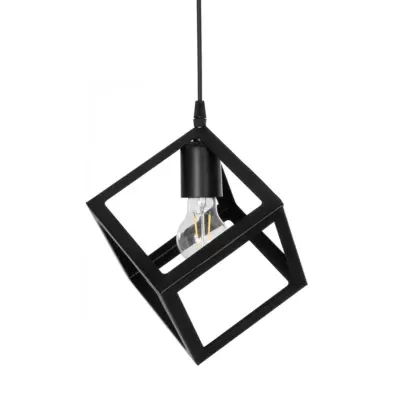 LEDTM® DISE 201-0049 Μοντέρνο Κρεμαστό Φωτιστικό Κύβος Μονόφωτο 1 x E27 IP20 Μαύρο Μέταλλο - Μ28 x Π28 x Υ31cm - Image 5