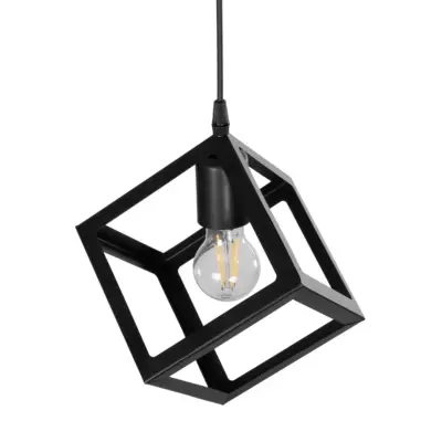 LEDTM® DISE 201-0049 Μοντέρνο Κρεμαστό Φωτιστικό Κύβος Μονόφωτο 1 x E27 IP20 Μαύρο Μέταλλο - Μ28 x Π28 x Υ31cm - Image 7