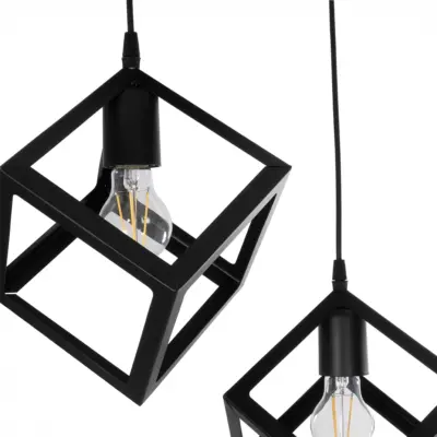 LEDTM® DISE 201-0050 Μοντέρνο Κρεμαστό Φωτιστικό Κύβος Δίφωτο 2 x E27 IP20 Μαύρο Μέταλλο - Μ50 x Π30 x Υ50cm - Image 7